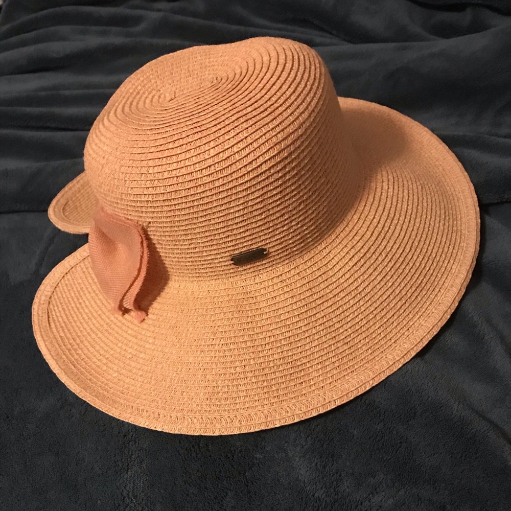 Pink wide brim sun hat